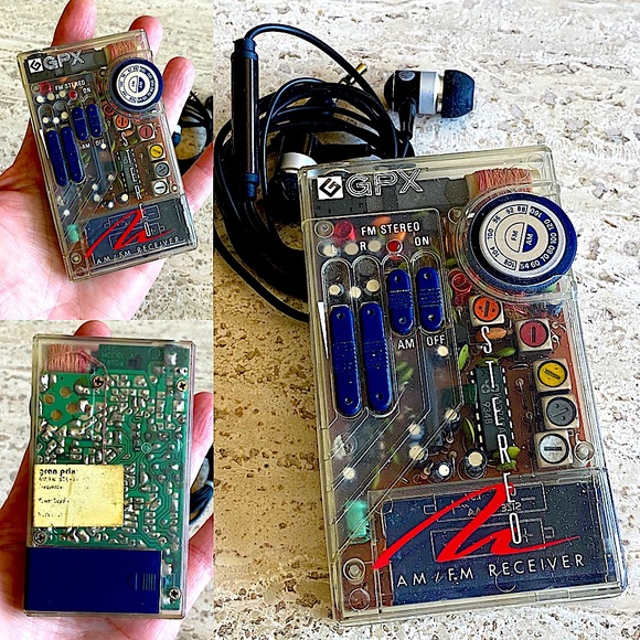 Vintage GPX clear portable radio w/ headphones 1980’s music talk show morning - Picture 1 of 3